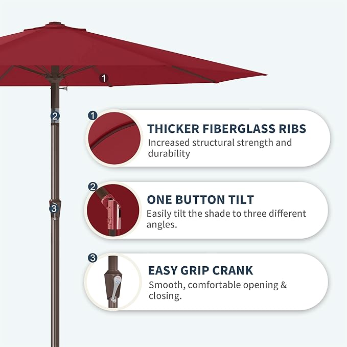 PatioKingdom 11FT Patio Umbrella,Outdoor Umbrella with Push Button Tilt and Crank,Market Table Umbrella with 8 Sturdy Fiberglass Ribs UV Protection