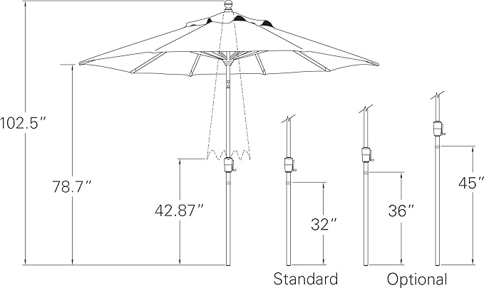 Treasure Garden Octagonal 9 ft Patio Umbrella - Outdoor Furniture Table Umbrella – Push-Button Tilt – Bronze Aluminum Frame (Obravia, Khaki)