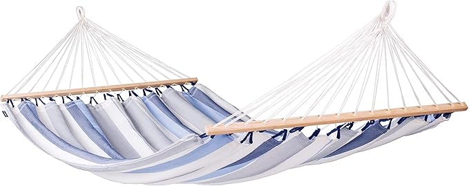 LA SIESTA Alisio Hammock & TreeMount, 2 Person Hammock, Max 355 Lbs, Blue, Weatherproof, Quick-Drying, Handwoven in Colombia
