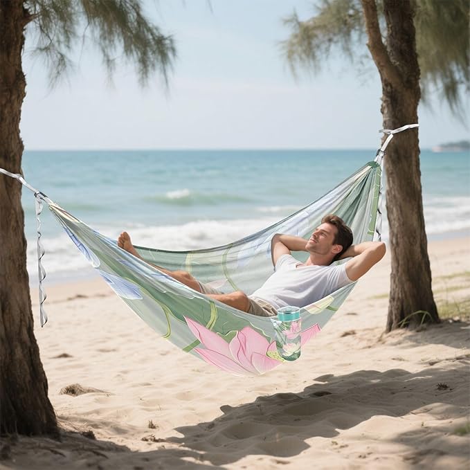 Hammocks for Outside Summer Flowers Camping Hammock Portable Hammocks with Tree Straps and Carry Bag Camping Accessories for Hiking Beach Outdoor