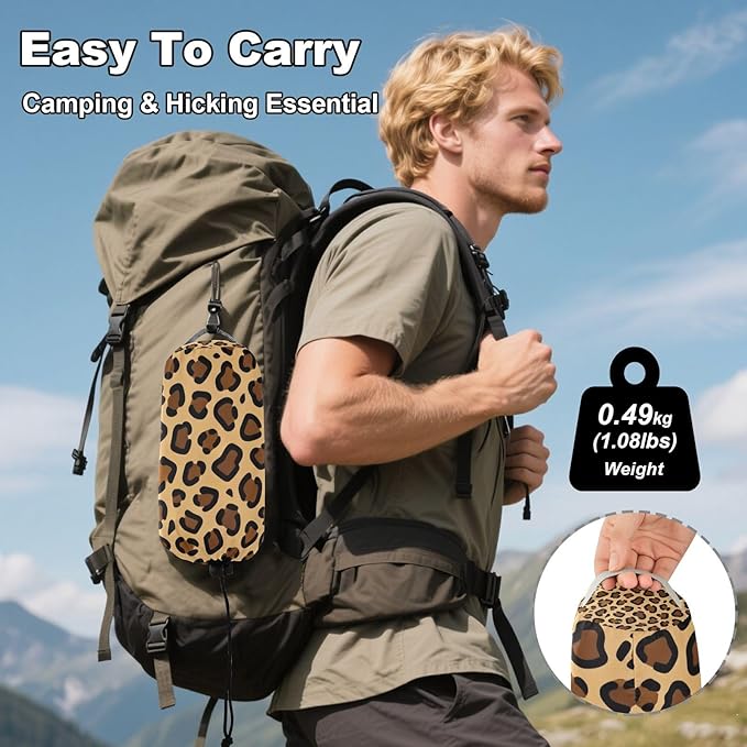 Leopard Print Outdoor Hammocks with Tree Straps Fabric Hammock for Camping & Hiking Essential