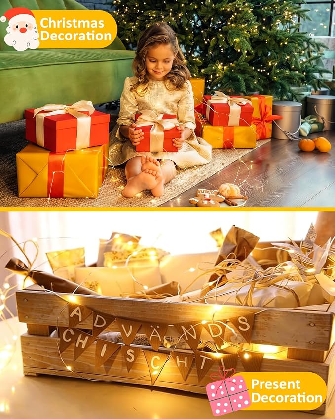 3 Pack 60 LED Fairy Lights Battery Operated with Remote, 20 FT Warm White | Cuttable, 8 Modes, Memory, Dimmable, Waterproof Battery String Lights with Timer for Indoor Outdoor, Christmas Decorations