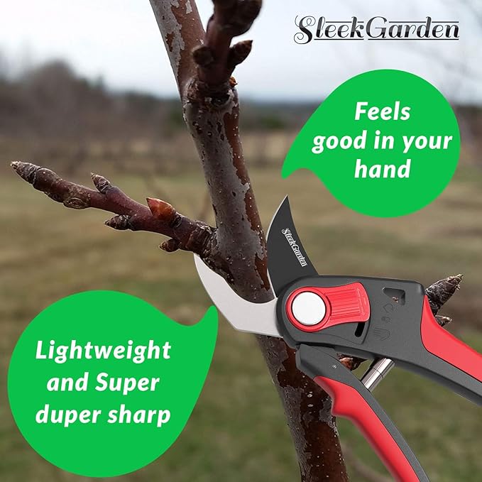 Hand Pruner Professional Sharp Bypass EZ-Cut Garden Pruning Shears -Comfort Plus Handheld Gardening Tools Pruner,Rust Proof Blades Clippers/Scissors /- Shock Absorber + Cushion