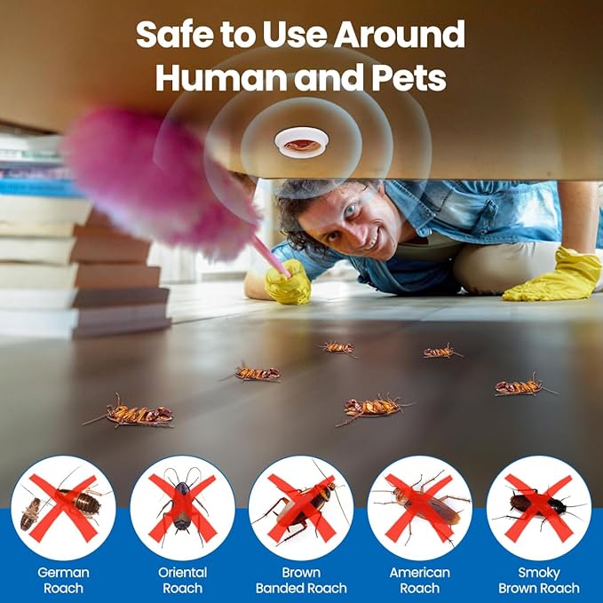48PCS Roach Repellent and Bait, Cockroach Repellent and Gel for Roach Nest Elimination of Indoor Infestations, Effective Solution for Small to Large Cockroaches, Ready to Use, Ideal for Hidden Areas