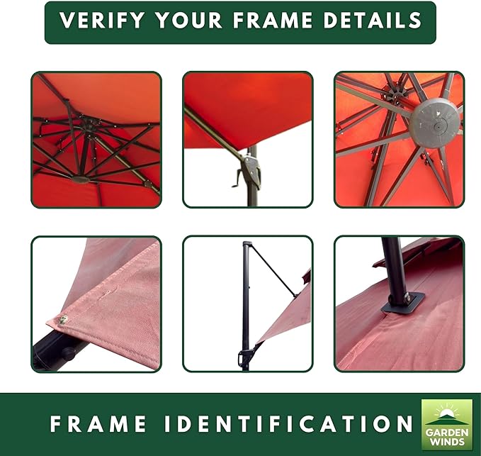 Garden Winds Reinforced Replacement Canopy Top Cover Compatible with The Lowe's Offset YJAF-819R Umbrella - Classic Red, Riplock 350