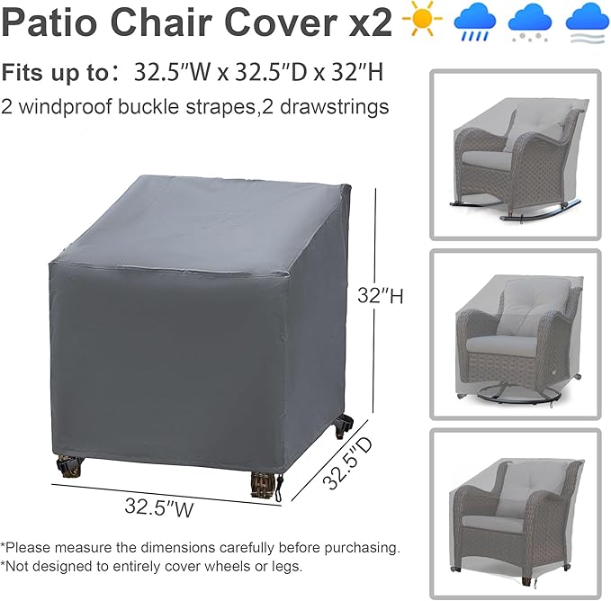 Patio Furniture Covers,Outdoor Furniture Cover Waterproof,Patio Furniture Set Covers for 4 Piece Outdoor Conversation Set,Patio Covers Set-XX-Large (Grey)