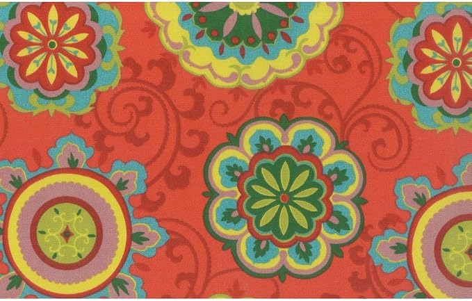 Blazing Needles Round Patterned Spun Polyester Tufted Footstool Cushion, 18", Farrington Terrace Grenadine