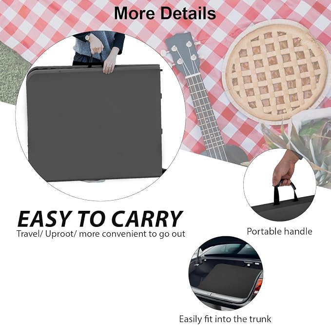 Folding Table 6FT Portable Plastic Camping Table Foldable Table Light Weight Plastic Dining Table Indoor Outdoor for Camping, Picnic BBQ Kitchen Wedding and Party,（Black） 71''L x 29 ''Wx 29''H