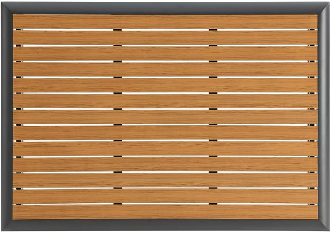 Modway Stance Outdoor Patio Contemporary Modern Wood Grain Aluminum Coffee Table in Gray Natural
