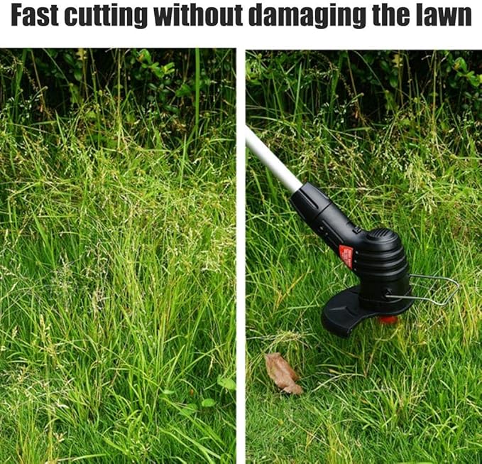 Electric Weed Wacker Cordless Stringless Garden Tool Cordless Lawn Trimmer Cordless Rechargeable Grass Trimmer String Grass Trimmer with 20 Blades for Garden Lawn Weeding (U.S. regulations)