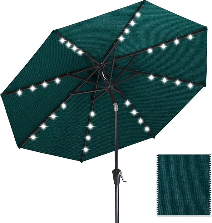 ABCCANOPY OLEFIN® 5-Year No Fading Patio Umbrella with Solar Lights (Light Green)