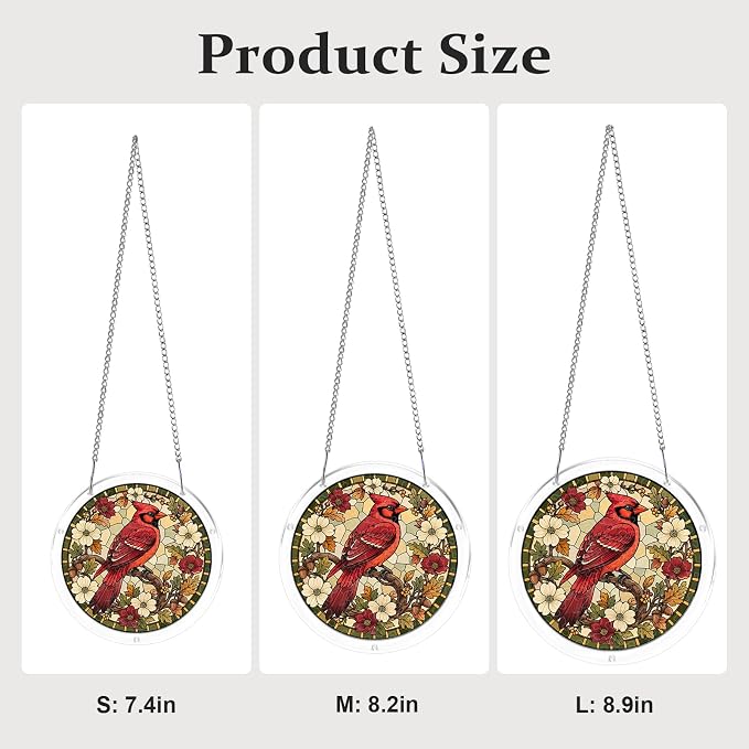 Acrylic Puzzle Suncatcher, Sun Catchers Puzzle for Window Hanging | 8.9 Inch Northern Cardinal DIY Suncatcher Puzzle Gifts for Adults, Women, Men, Wife, Mom, Birds Lover, Home & Garden Decor