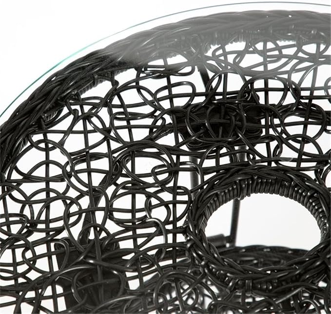 Furniture of America Muse & Lounge Co. Serene Wicker/Rattan Round Outdoor Coffee Table in Black