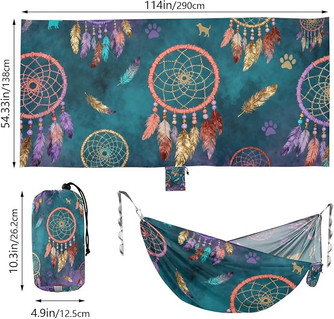 Dreamcatcher and Pet Outdoor Hammock with Tree Straps Cloth for Outside Beach Patio Garden