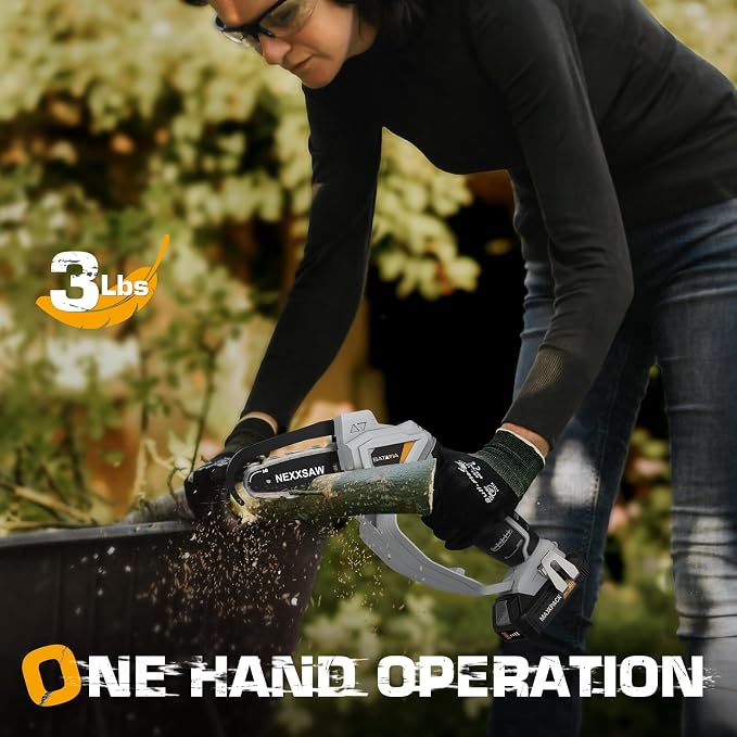 BATAVIA 6-Inch Mini Chainsaw Cordless with Riving Knife, 20V Professional Electric Power Chain Saw for Kickback Protection, 4.3" Cutting Depth Portable Tree Trimmer for Wood Cutting & Garden Pruning
