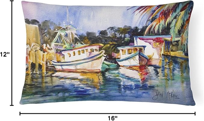 Caroline's Treasures JMK1045PW1216 Fly Creek Fish Market Canvas Fabric Decorative Pillow Machine Washable, Indoor Outdoor Decorative Pillow for Couch, Bed or Patio, 12HX16W