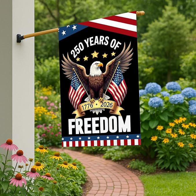 250 year anniversary Garden Flag, 250th birthday Freedom Patriotic Banner Double-Sided with Eagle Design, 1776-2026 Commemorative, 28 x 40 Inch
