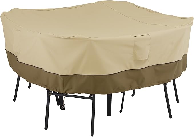 Classic Accessories Veranda Water-Resistant 66 Inch Square Patio Table & Chair Set Cover