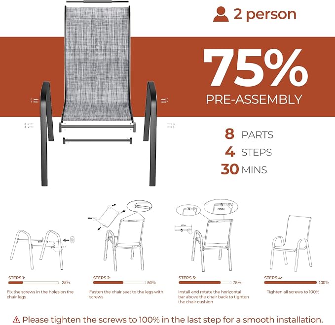 TLSUNNY Patio Dining Set for 6, Outdoor Table and Chairs W/1.69″ Umbrella Hole, 30"X 55" Table and Stackable Textilene Chair, All Weather Patio Furniture Set (Grey Table & Grey Chair)
