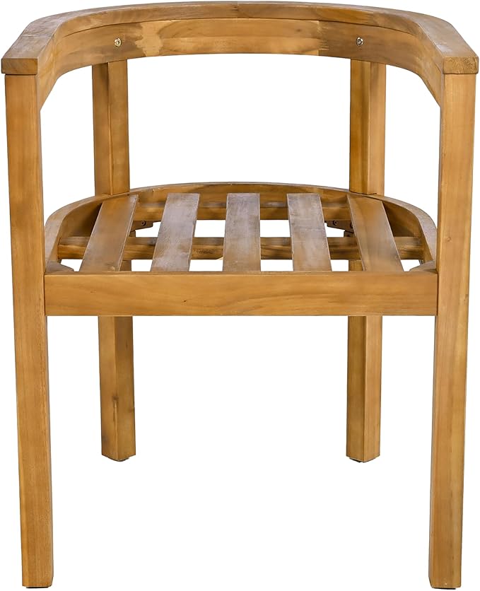 Christopher Knight Home Kclent Patio Acacia Wood Dining Set for 6 People, Outdoor Dinner Table & Chairs with Hollow Armrest, Removable Cushions, 7 Piece Patio Set for Backyard Deck, Teak+ Beige