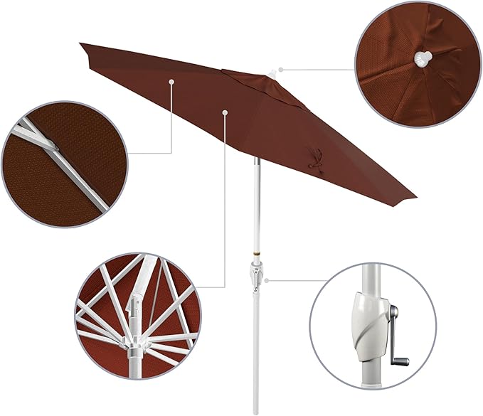 California Umbrella 7.5' Rd Aluminum Patio Umbrella, Crank Lift