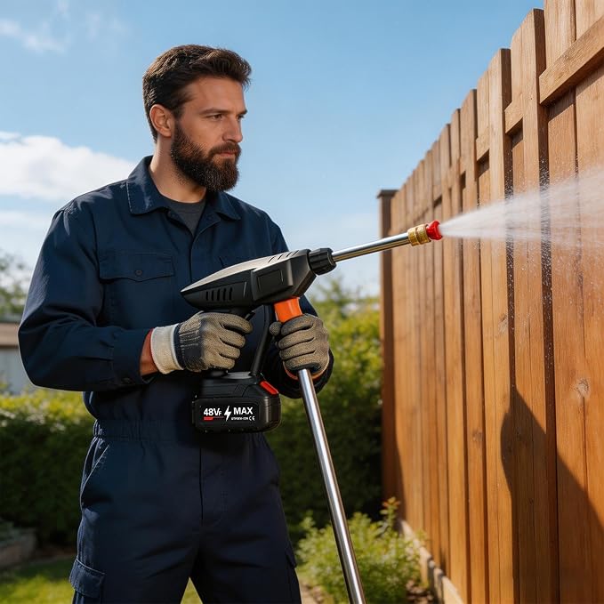 Cordless Pressure Washer Hosepipe Spray, Handheld Battery Powered Washer Kit with Nozzle and 5m/16.5ft Tube for Washing Cars/Floor/Garden Cleaning & Watering Flowers
