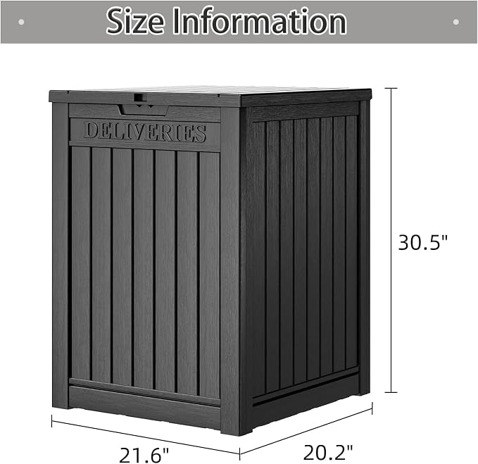 NUNU LAB Package Delivery Box for Outside, 51 Gallon Storage Deck Box with Lockable Secure, Waterproof Large Resin Drop Boxes for Porch