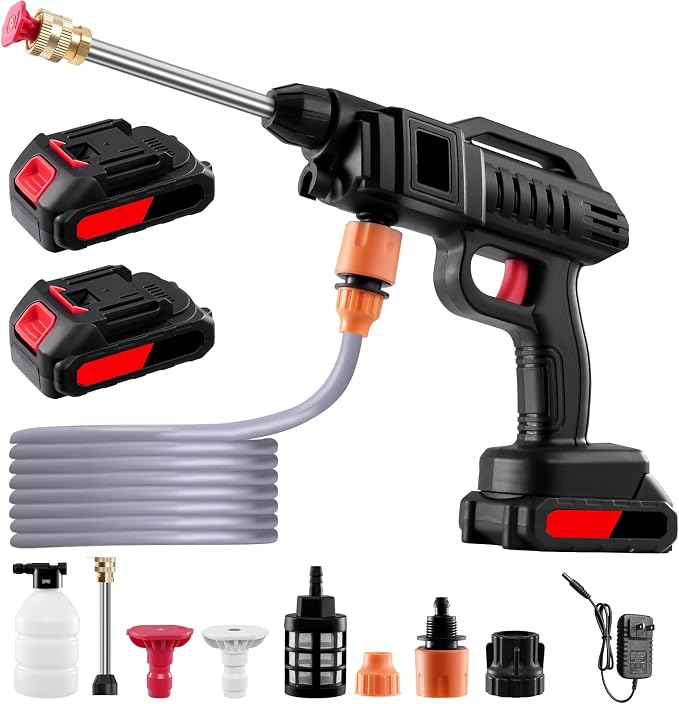 Cordless Portable Washer 1500W, Battery Operated Washer, 60Bar/870 PSI Cordless Washer with 12 Accessories, Lightweight Car Washer Gun for Cars/Floors/Gardens