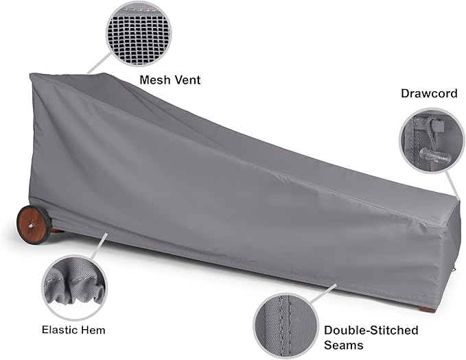 Covermates Elite Chaise Lounge Cover – Weather-Resistant Polyester Outdoor Furniture Cover with Mesh Vents, Drawcord Hem, Buckle Straps, UV Protection, 32W x 72D x 32H, Charcoal