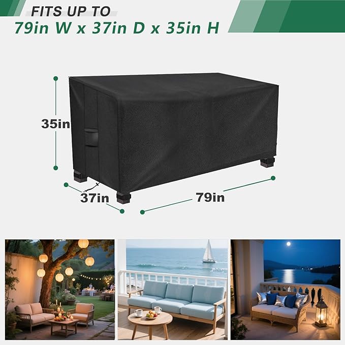 Patio sofa Covers,600D Heavy Duty and Waterproof Outdoor Garden Patio Furniture Covers Fits Up to 79W x 37D x 35H inches