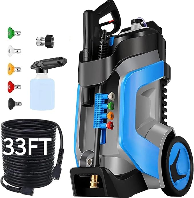 5000 PSI Electric Pressure Washer, 4.0 GPM Heavy Duty Power Washer with 33FT Pressure Hose, 5 Nozzles and Foam Cannon for Home/Cars/Driveways/Patios/Fences,Blue