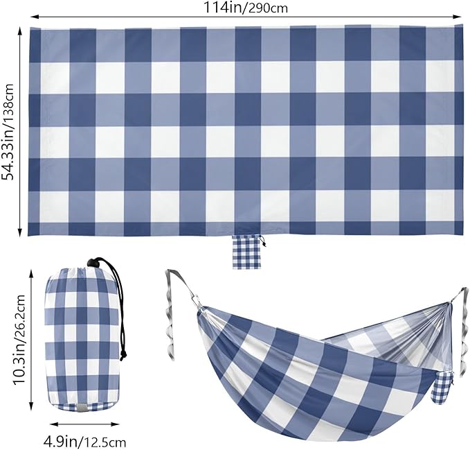 Blue and White Checkerboard 330lb Capacity Camping Hammocks with Tree Straps Portable Hammock for Outside Patio Garden hamaca con Base para adultos
