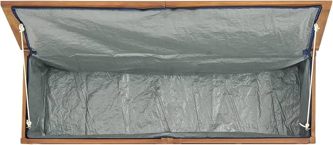 Benjara Misty Outdoor 59" Storage Box- Weather Resistant Brown Solid Teak Wood