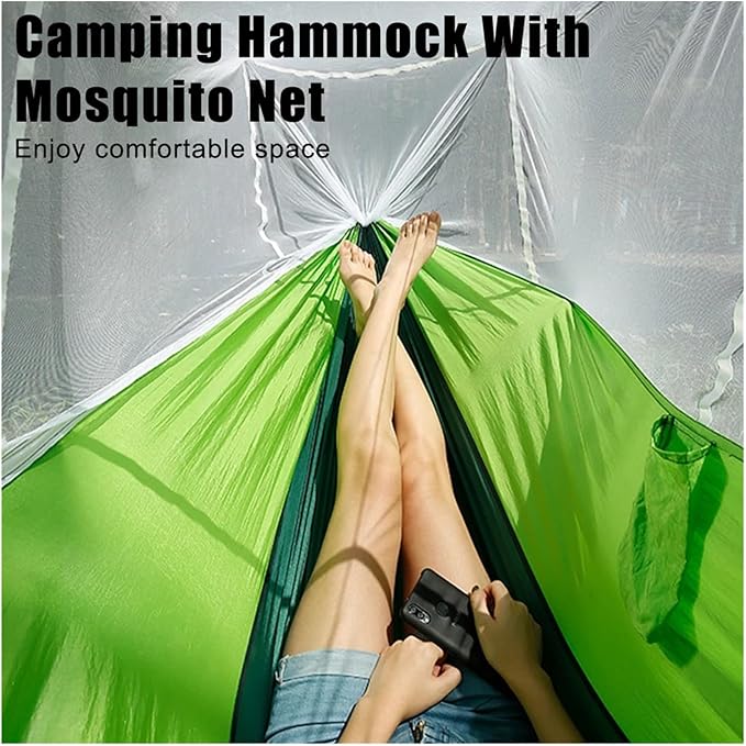 Hammock. Hanging Bed Go Swing Portable Outdoor Camping Hammock with Mosquito Net Tourist Sleeping Hammock .Hammocks for Outside(Green)