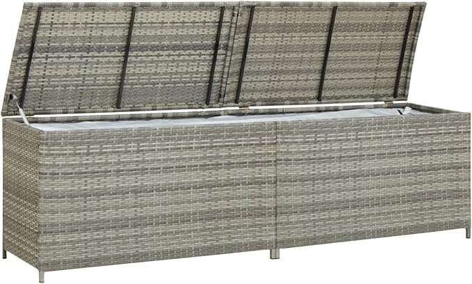 ZEYUAN Patio Storage Box Deck Storage Box Outdoor Storage Cabinet Waterproof Storage Containers Storage Outdoor Poly Rattan 78.7"x19.6"x23.6" Gray