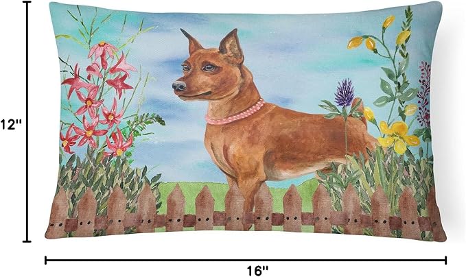 Caroline's Treasures CK1218PW1216 Miniature Pinscher Spring Canvas Fabric Decorative Pillow Machine Washable, Indoor Outdoor Decorative Pillow for Couch, Bed or Patio, 12HX16W
