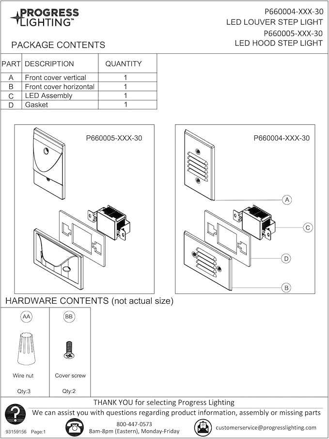 Progress Lighting P660005-031-30 4.5-Watt 3000K Integrated LED Wall or Step Light Black
