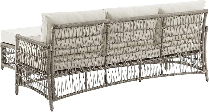 Crosley Furniture Thatcher 2-Piece Outdoor Sofa Patio Furniture Set, Wicker Conversation Sets for Porch, Driftwood with Creme Cushions