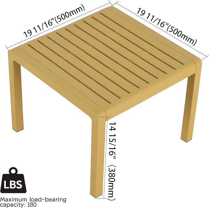 KEIKI 5 PC Outdoor Indoor 3-Seater Sofa,2 Chairs and 2 Coffee Tables PP Furniture Conversation Set Easy Assembly for Patio