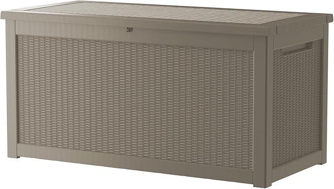 TARKARI 330 Gallon Outdoor Storage Box Waterproof, Resin Deck Boxes with Lockable Lid & UV-Resistant for Patio, Pool, Garden Furniture Cushions & Accessories, Coffee