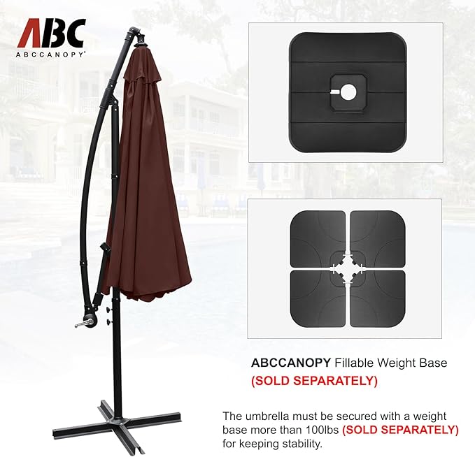 ABCCANOPY Premium Cantilever Patio Umbrellas 9FT (Brown)