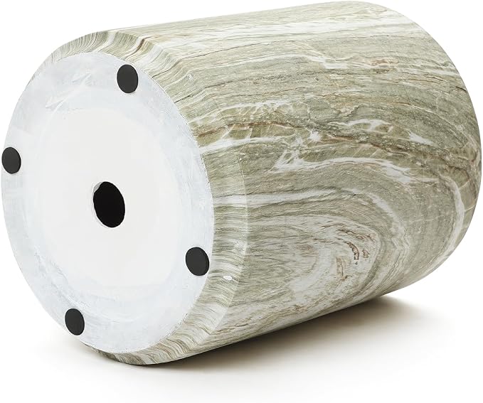 LuxenHome 18" Outdoor Side Table, Green and White Marbled Round Side Table, Indoor Outdoor End Tables for Patio, Modern Small Round Side Tables for Outside, Garden Stool for Indoor and Outdoor