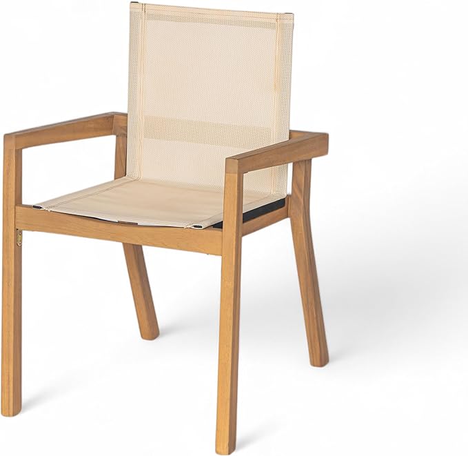 Christopher Knight Home Zion Acacia Wood Outdoor Dining Set for 6, 7 Piece Patio Dining Table and Chair Set, Wooden Outdoor Dining Armchair and Table Set, Teak+Beige