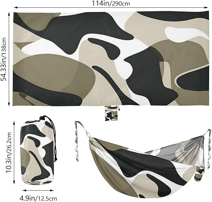 Black and White Design Military Brown 330lb Capacity Hammocks for Camping with Tree Straps Cloth Hammock for Outside Patio Garden hamaca inflable para Piscina