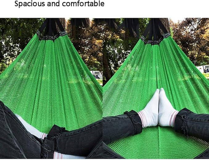 Portable Hammock Nylon Ice Silk Camping Hammock Cool Breathable Mesh Hammocks for OutdoorIndoor Patio Backyard for Backpacking Beach (Color : Pink Size : with Carabiner 3m Strap)