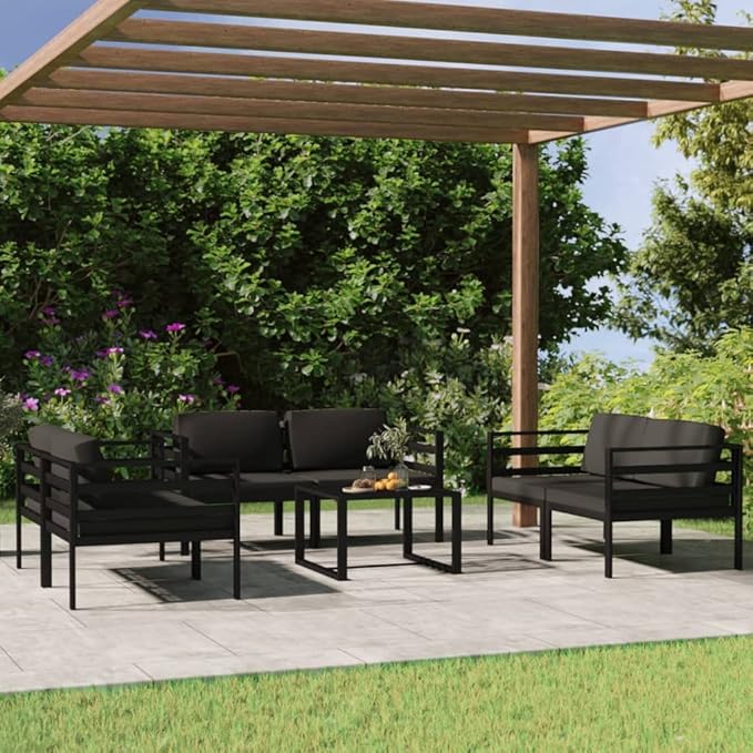 7 Piece Patio Lounge Set,Outdoor Furniture Set Outdoor Garden Conversation Set for Patios Gardens Backyard Courtyard with Cushions Aluminum Anthracite