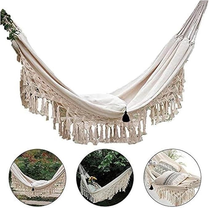 hammocks Hanging Hammock Large Double Deluxe Hammock Swing Bed with Carry Bag for Outdoor Patio Backyard Poolside Backyard Outdoorsy