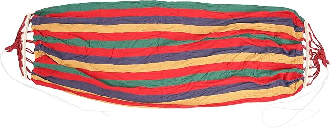 Camping Hammock Lightweight Portable Canvas, 86.6x31.5 Inch, Blue with Color Stripe - Hardwood Spreader Bar, Easy Setup, Ideal for Outdoor Travel and Hiking (Red)