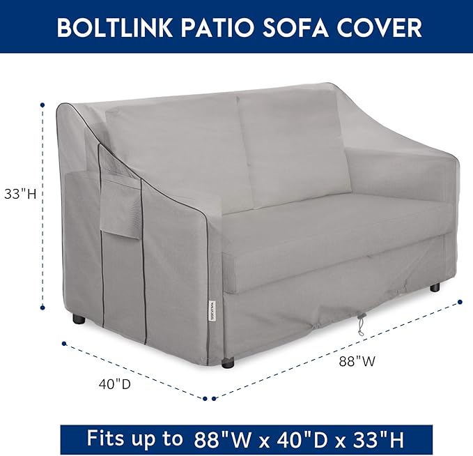 Outdoor Patio Furniture Covers Waterproof ,Durable 3-Seater Sofa Cover Fits up to 88W x 40D x 33H inches