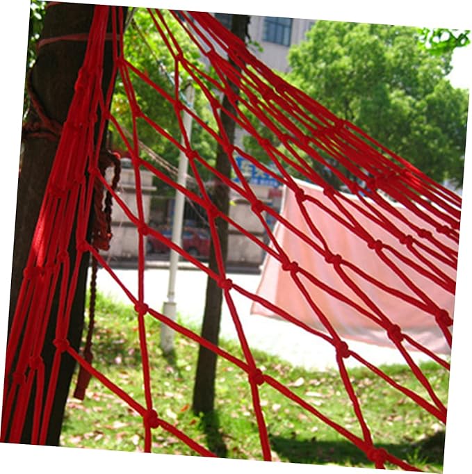 MaGiLL 3pcs Nylon Rope Mesh Hammock Patio Hanging Chair Rope Tree Hammock Rope Hammock Chair Hanging Nap Bed Nylon Mesh Hammock Meshy Rope Hammock Travel Red Outdoor Leisure Hanging Net